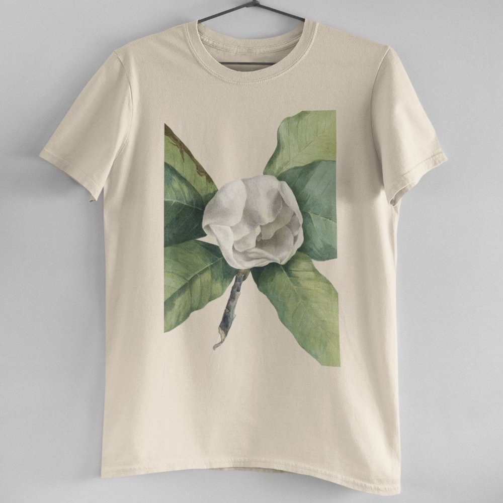 Southern Magnolia Tree Floral Print Short Sleeve Graphic Tee T-shirt S M L XL - Picture 3 of 5